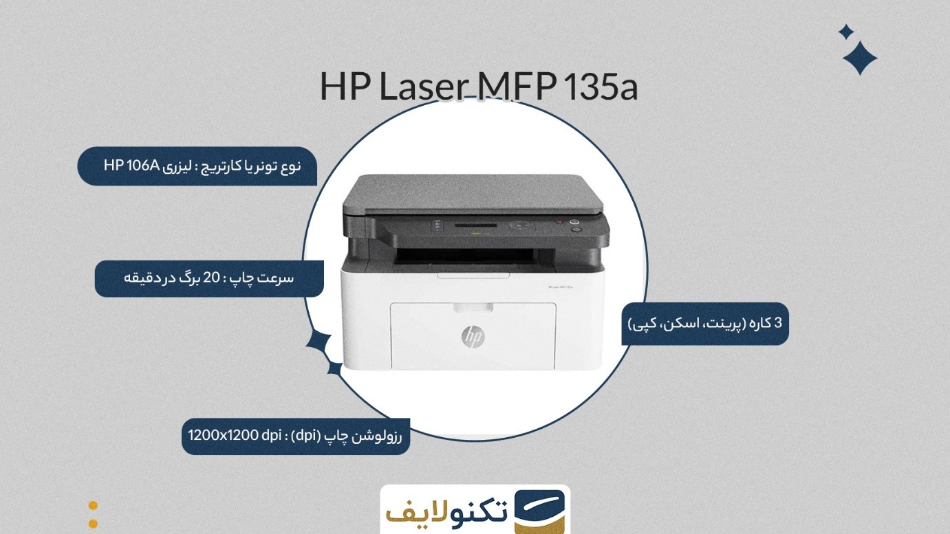 پرینتر چندکاره لیزری اچ پی مدل Laser MFP 135a